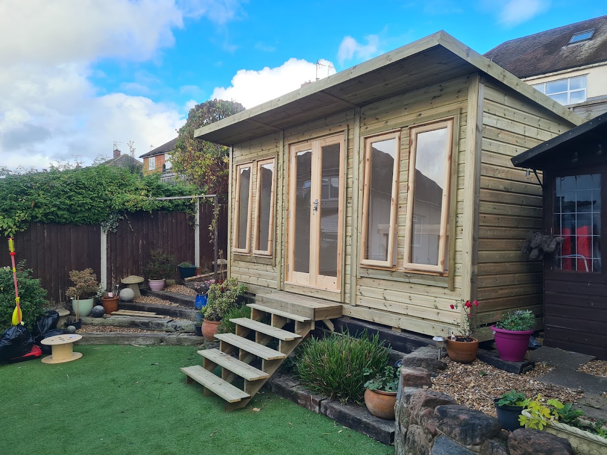 A timber garden room with steps, built by Mike's Timber Solutions